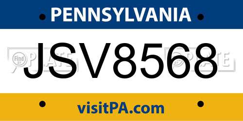 JSV8568 Pennsylvania License Plate