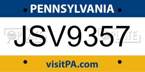 JSV9357 Pennsylvania License Plate