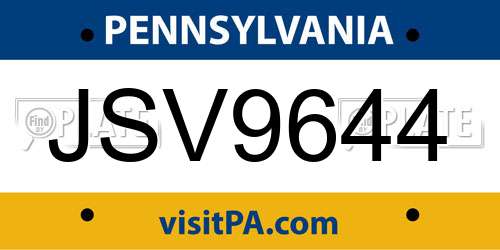 JSV9644 Pennsylvania License Plate