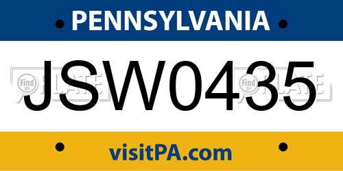 JSW0435 Pennsylvania License Plate