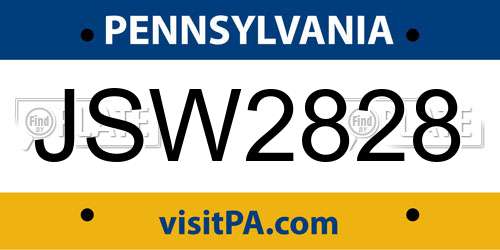 JSW2828 Pennsylvania License Plate