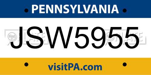 JSW5955 Pennsylvania License Plate