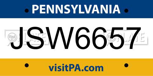 JSW6657 Pennsylvania License Plate