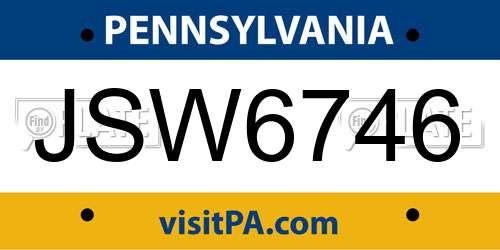 JSW6746 Pennsylvania License Plate
