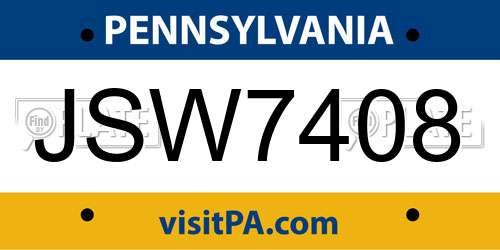 JSW7408 Pennsylvania License Plate