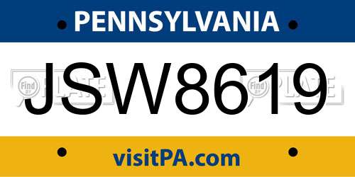 JSW8619 Pennsylvania License Plate