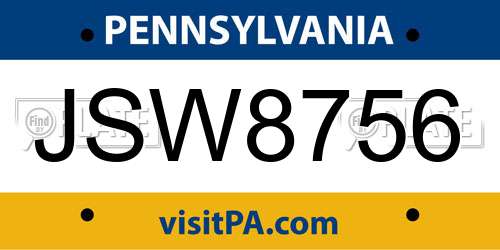JSW8756 Pennsylvania License Plate