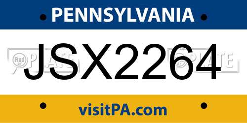 JSX2264 Pennsylvania License Plate