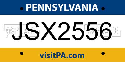JSX2556 Pennsylvania License Plate