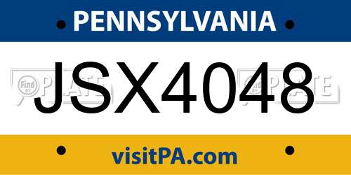 JSX4048 Pennsylvania License Plate