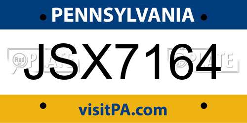 JSX7164 Pennsylvania License Plate