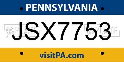 JSX7753 Pennsylvania License Plate