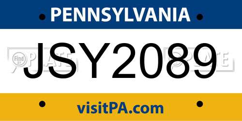 JSY2089 Pennsylvania License Plate