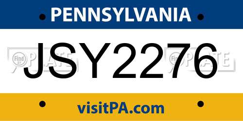 JSY2276 Pennsylvania License Plate