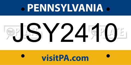 JSY2410 Pennsylvania License Plate