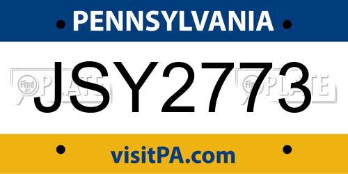 JSY2773 Pennsylvania License Plate