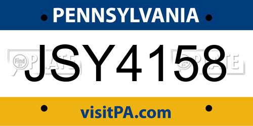 JSY4158 Pennsylvania License Plate