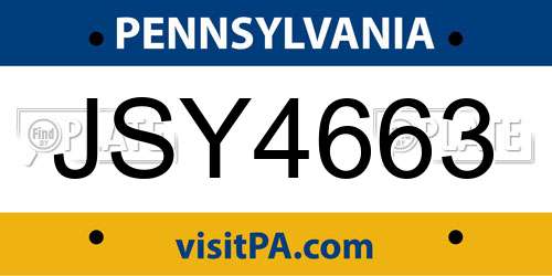 JSY4663 Pennsylvania License Plate