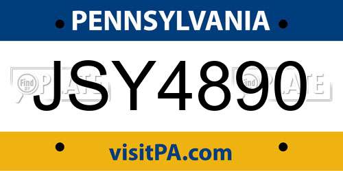 JSY4890 Pennsylvania License Plate
