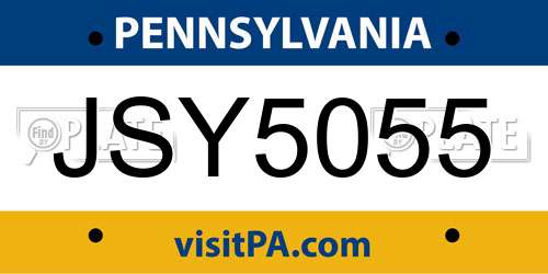JSY5055 Pennsylvania License Plate