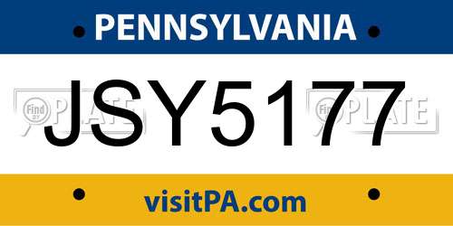 JSY5177 Pennsylvania License Plate