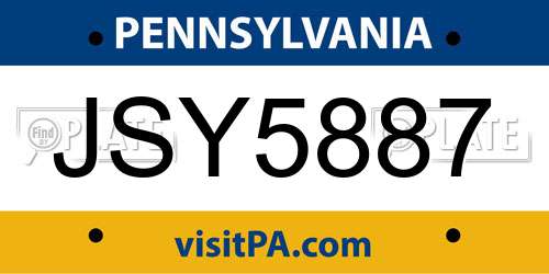 JSY5887 Pennsylvania License Plate
