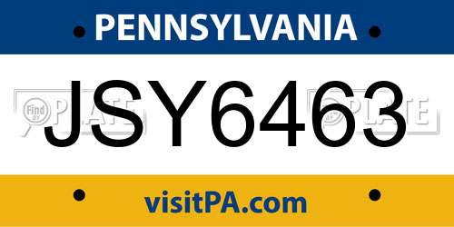 JSY6463 Pennsylvania License Plate