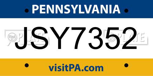 JSY7352 Pennsylvania License Plate