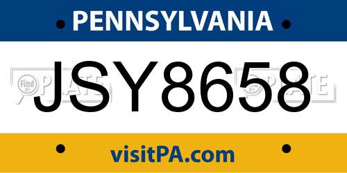 JSY8658 Pennsylvania License Plate