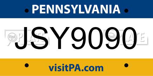 JSY9090 Pennsylvania License Plate