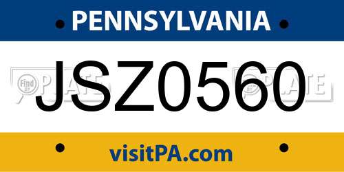 JSZ0560 Pennsylvania License Plate