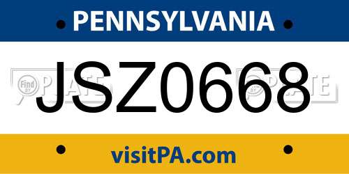 JSZ0668 Pennsylvania License Plate