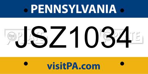 JSZ1034 Pennsylvania License Plate