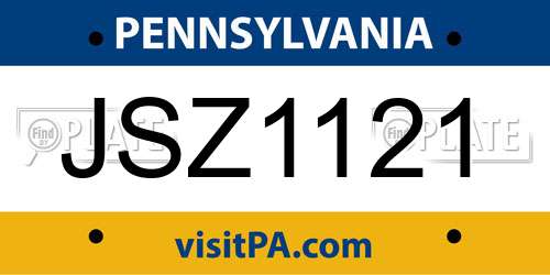 JSZ1121 Pennsylvania License Plate