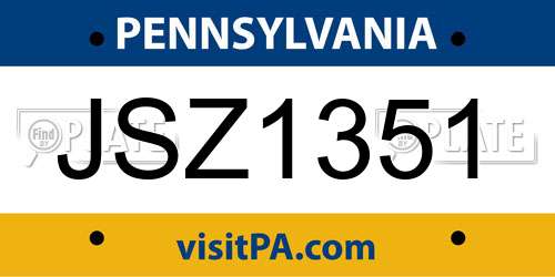 JSZ1351 Pennsylvania License Plate