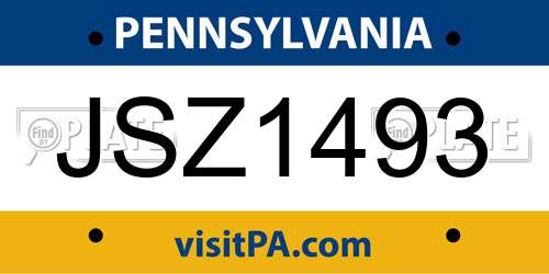 JSZ1493 Pennsylvania License Plate