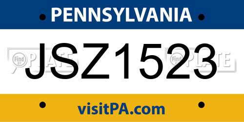 JSZ1523 Pennsylvania License Plate