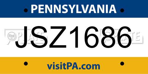 JSZ1686 Pennsylvania License Plate