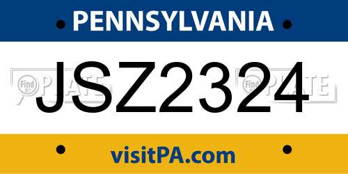 JSZ2324 Pennsylvania License Plate