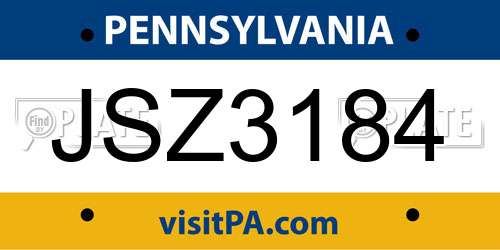 JSZ3184 Pennsylvania License Plate