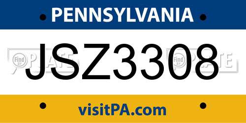 JSZ3308 Pennsylvania License Plate