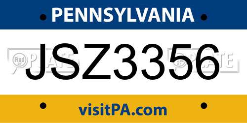 JSZ3356 Pennsylvania License Plate