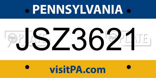 JSZ3621 Pennsylvania License Plate