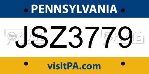 JSZ3779 Pennsylvania License Plate