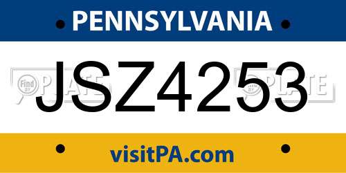JSZ4253 Pennsylvania License Plate