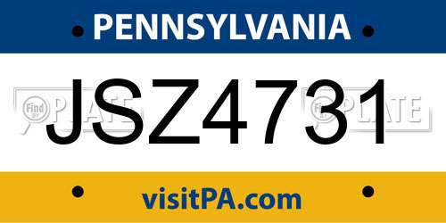 JSZ4731 Pennsylvania License Plate