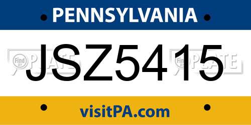 JSZ5415 Pennsylvania License Plate