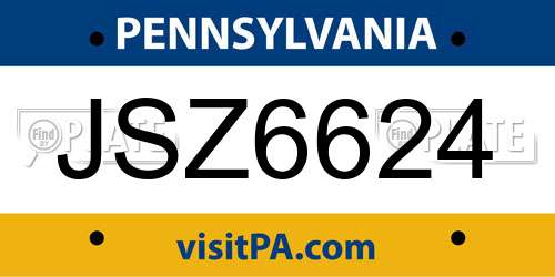 JSZ6624 Pennsylvania License Plate