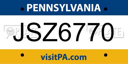 JSZ6770 Pennsylvania License Plate