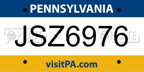 JSZ6976 Pennsylvania License Plate